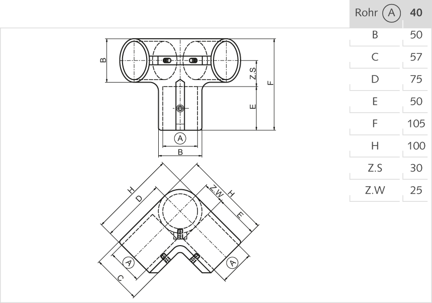 Eck-Kopfverbinder 40mm