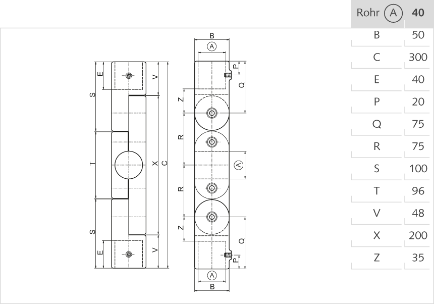 Kreuz-Gelenkstück Aluminium 40mm