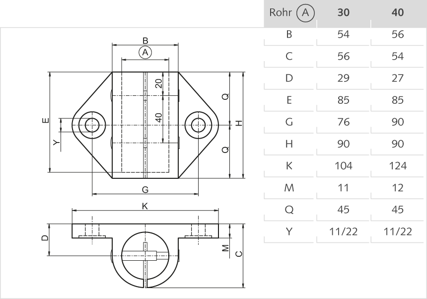 Rohrlager Aluminium 40mm