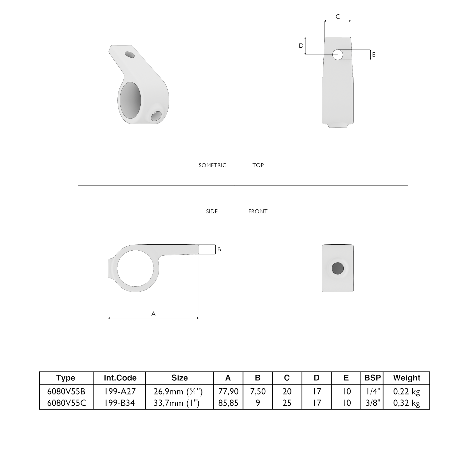 199-A Ösenteil Einz.las. - 26.9 mm braun