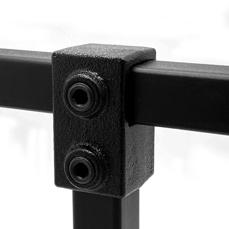 T-Stück, kurz für quadratische Rohre, schwarz - 25 mm