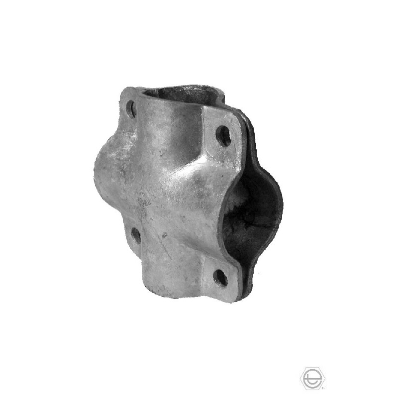 Kreuzschelle quadratisch 90°,  3/4" x 3/4" (26.9 mm x 26.9 mm), FV, Schrauben 4xM10x25