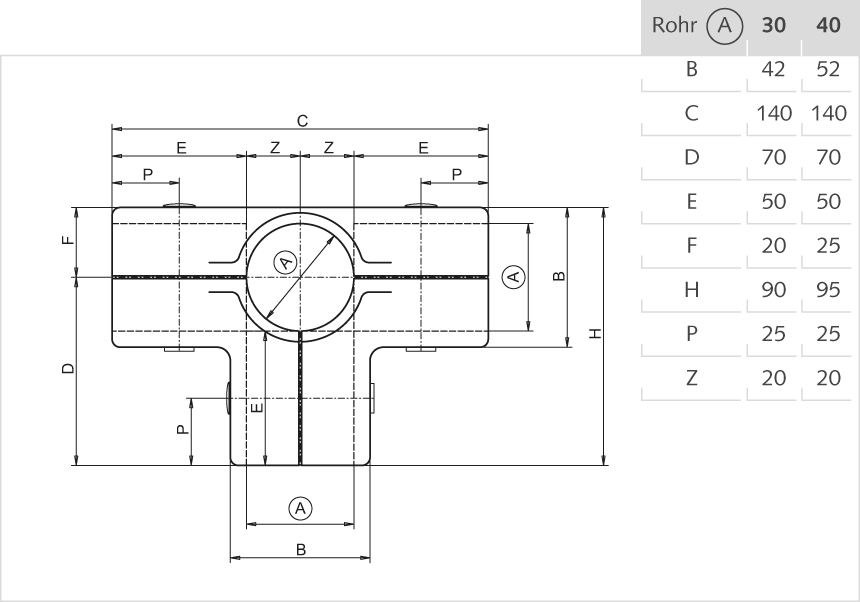 T-Verbinder Aluminium 30mm