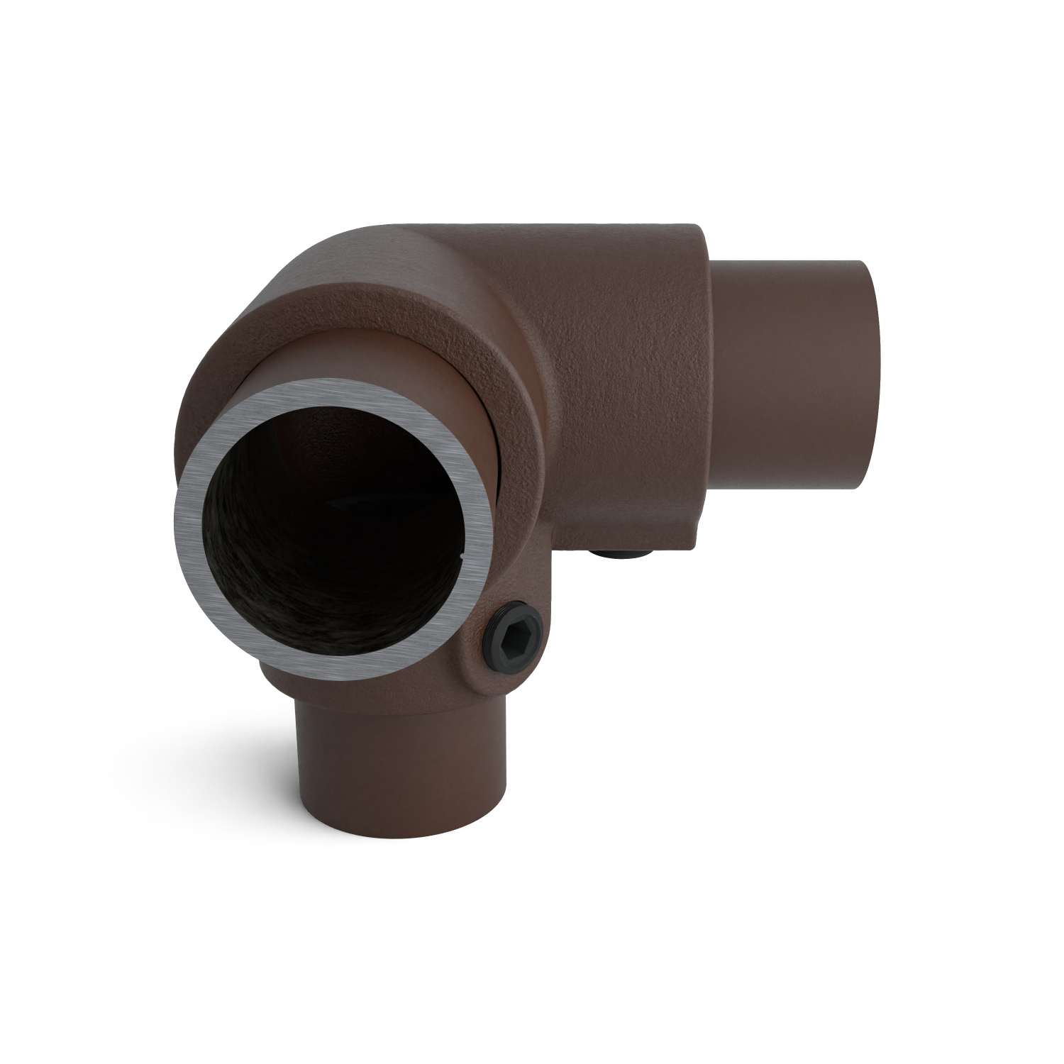 128-B 3-Weg Eckstück 90°- 33.7 mm braun