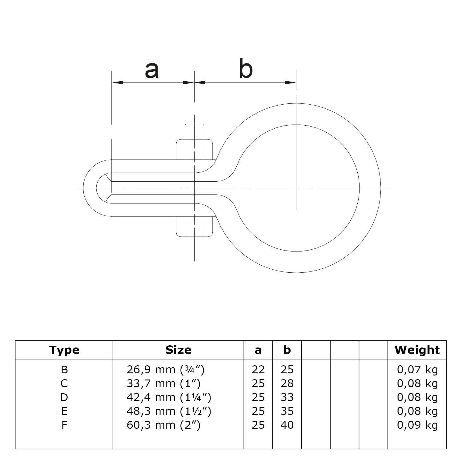 Gitterhalter, einfach 33,7 mm (1”)
