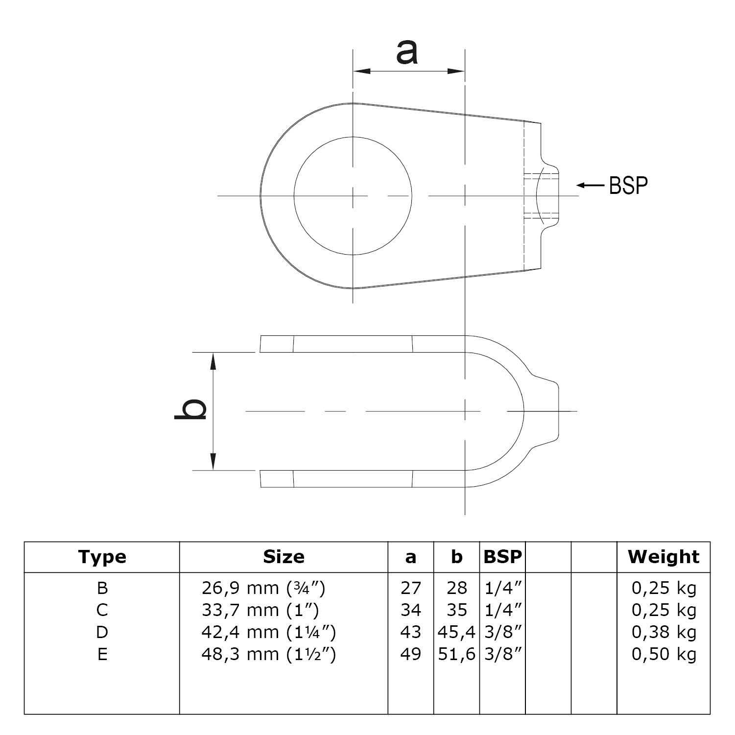 Kreuzstück, offen 48,3 mm (1½”)