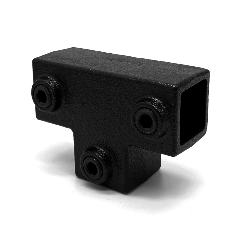T-Stück, lang für quadratische Rohre, schwarz - 25 mm