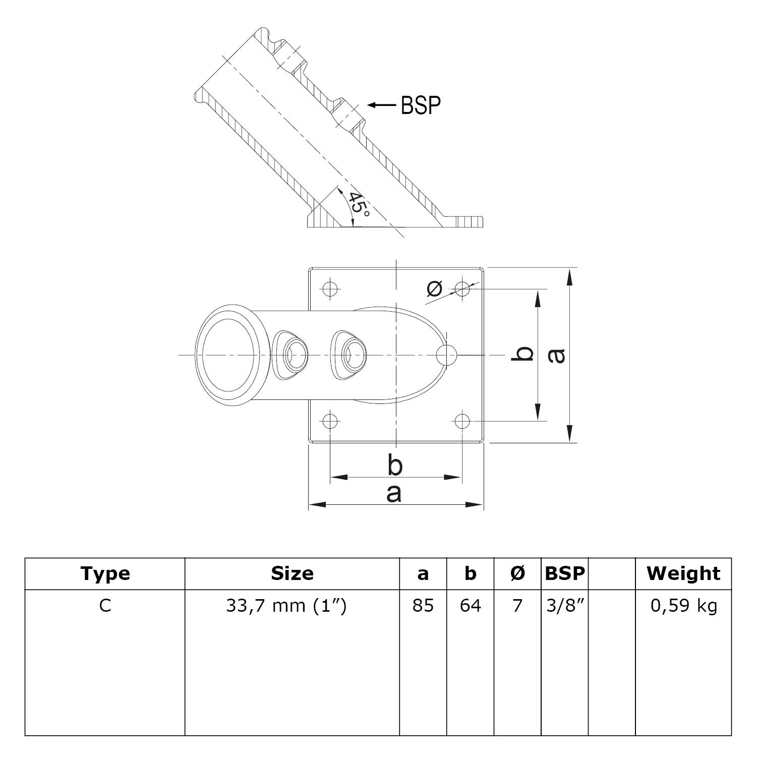 Flaggenhalterung  33,7 mm (1”)