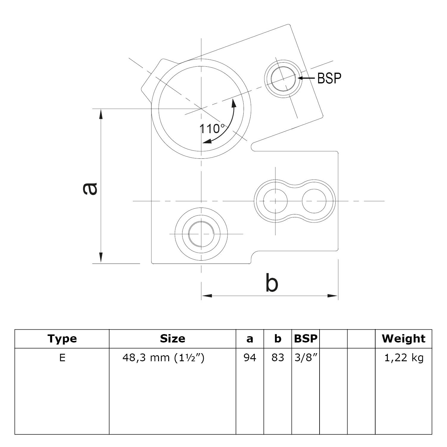 Traufenbogen 48,3 mm (1½”)