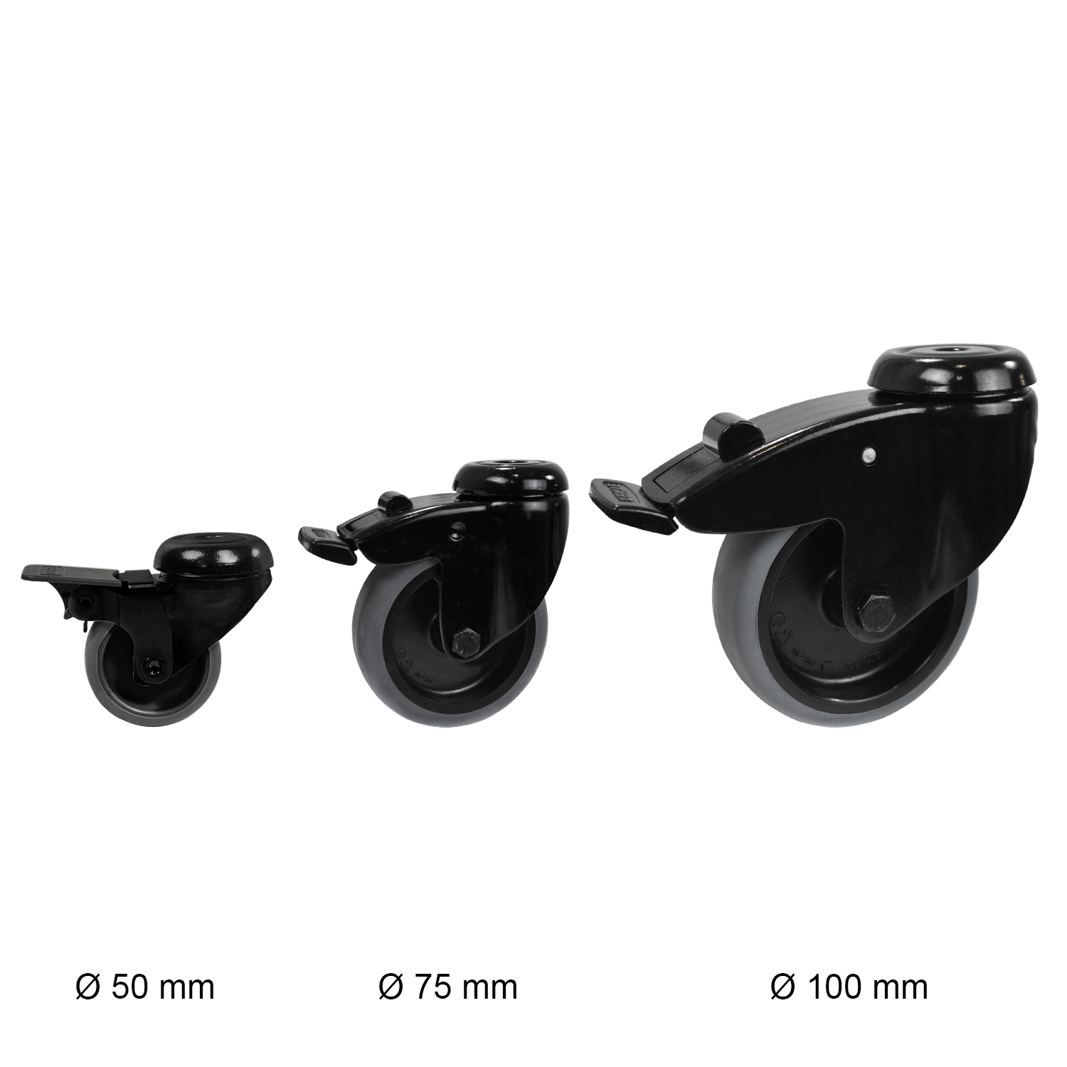 Schwenkrad mit Bremse schwarz (exklusiv Expander)Ø 100 mm