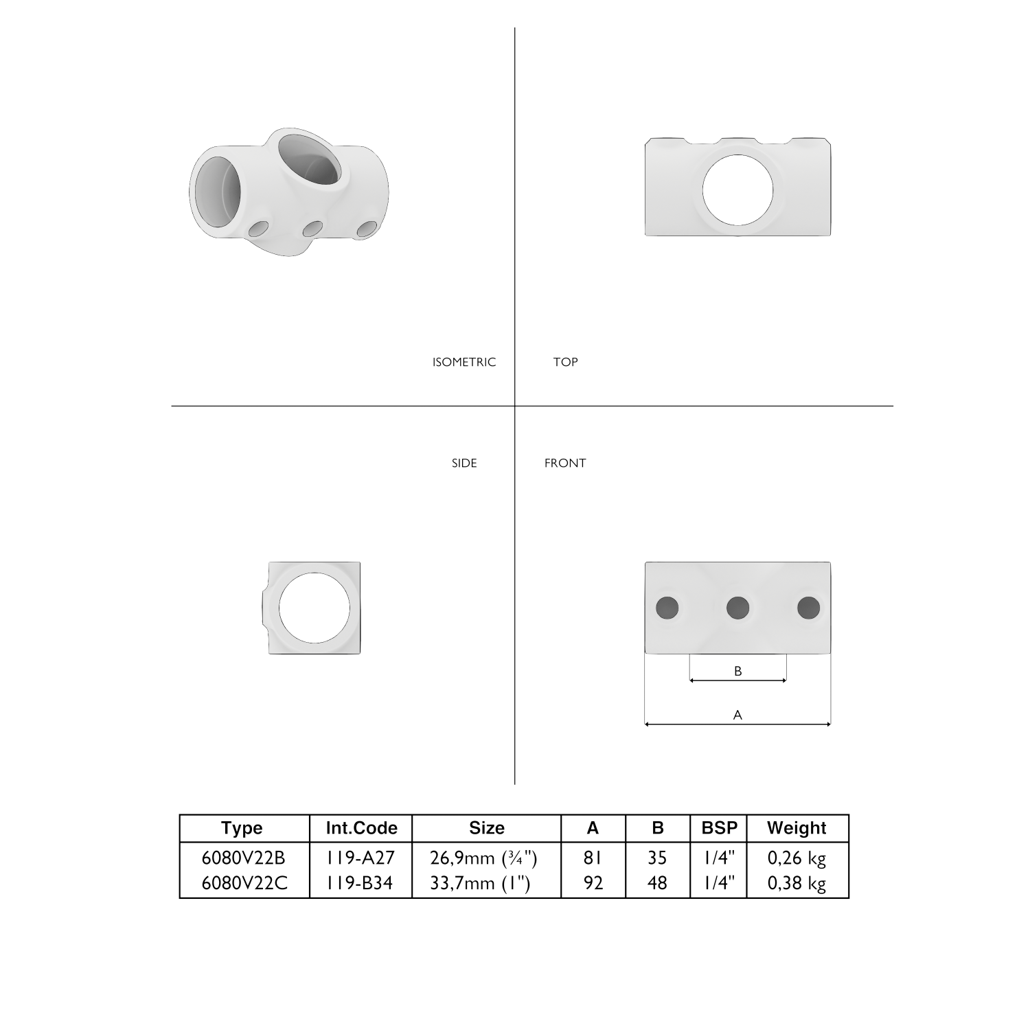119-A Kreuzst. durchgeh - 26.9 mm braun
