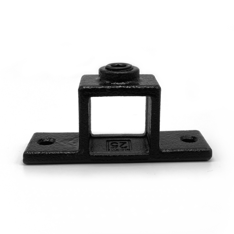 Ösenteil mit Doppellasche für quadratische Rohre, schwarz - 25 mm