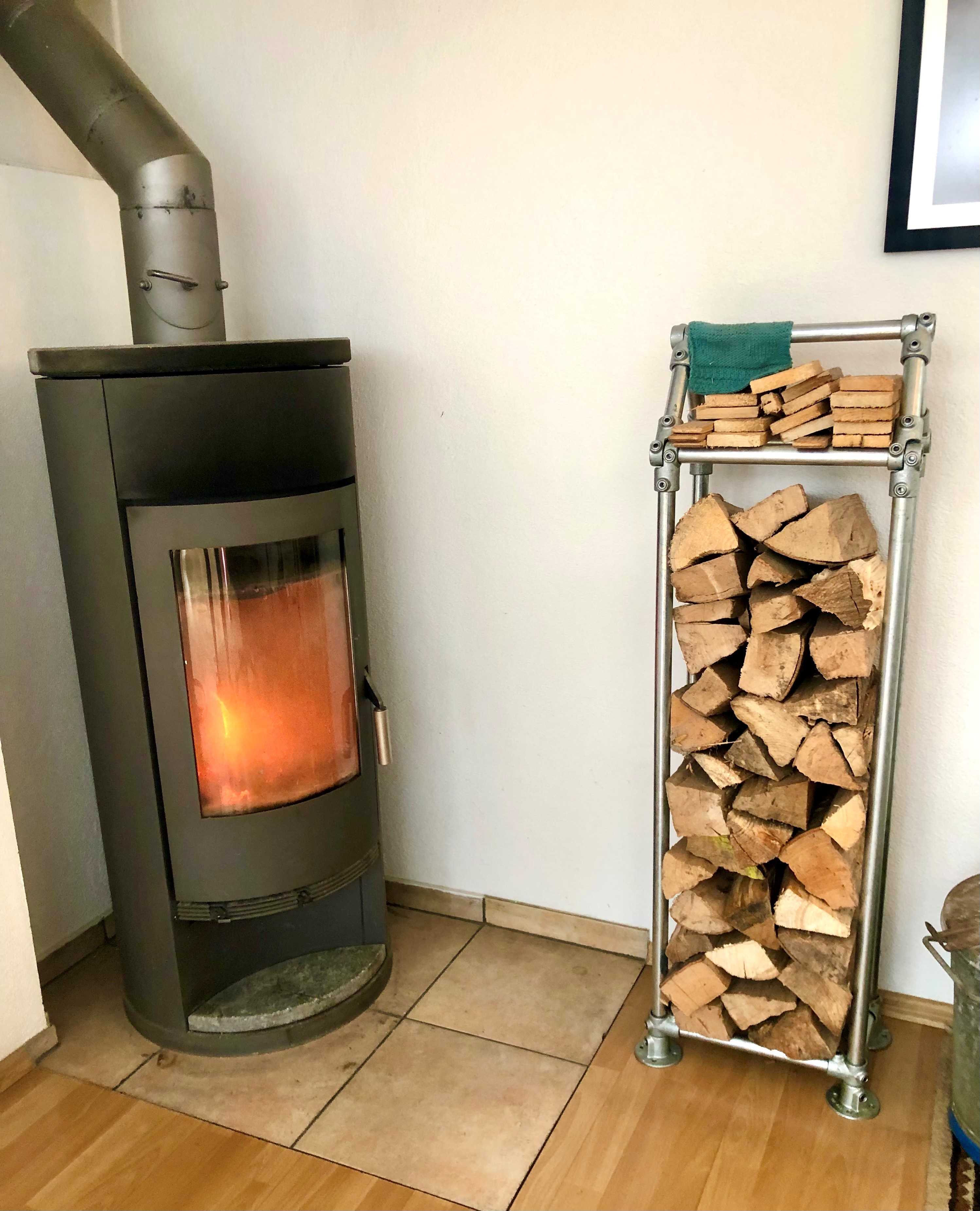 Feuerholzständer "Black Wood", 26.9mm (3/4"); H: 1220mm, B: 400mm, T: 270mm