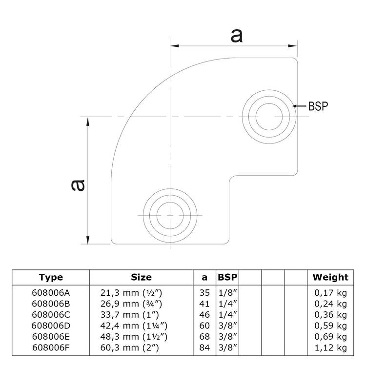Bogen 90° - Kombinationsmass 48.3 (1 1/2") - 42.4 (1 1/4") mm