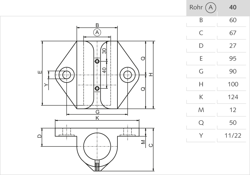 Rohrlager Aluminium 40mm