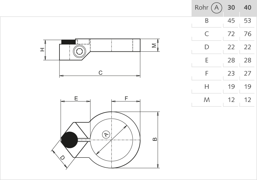 Plattenauflage Aluminium 40mm