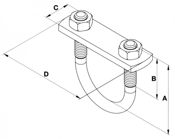 Rohrbügel 3/4" (26.9 mm);  inkl. 2 Muttern, FV,  inkl. Steg