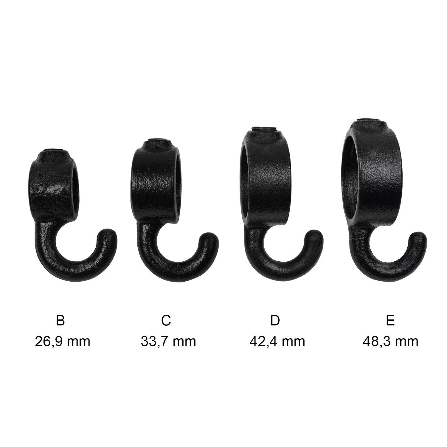 Stellring mit Haken, schwarz 48,3 mm (1½”)