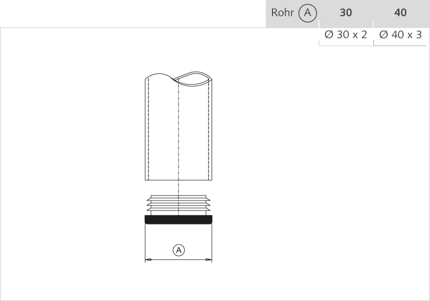 Rohrstopfen Kunststoff 40mm schwarz