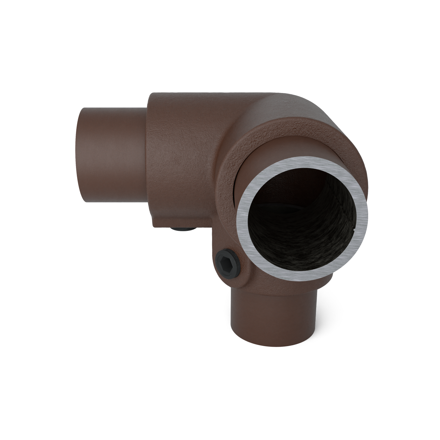 128-B 3-Weg Eckstück 90°- 33.7 mm braun