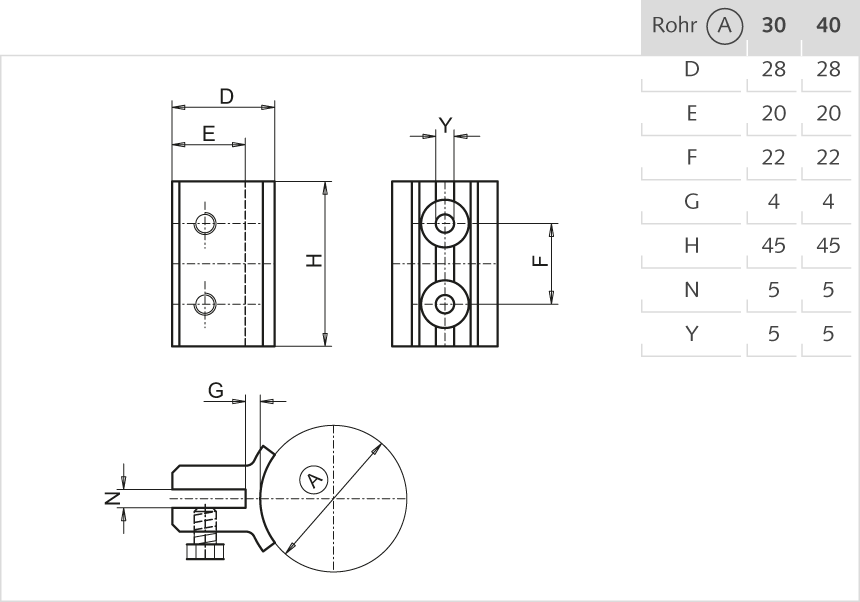 Scheibenhalter Aluminium 30mm