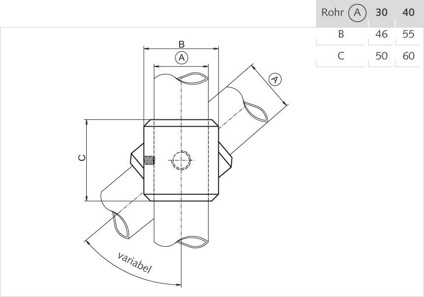 Gelenkstück Aluminium 30mm