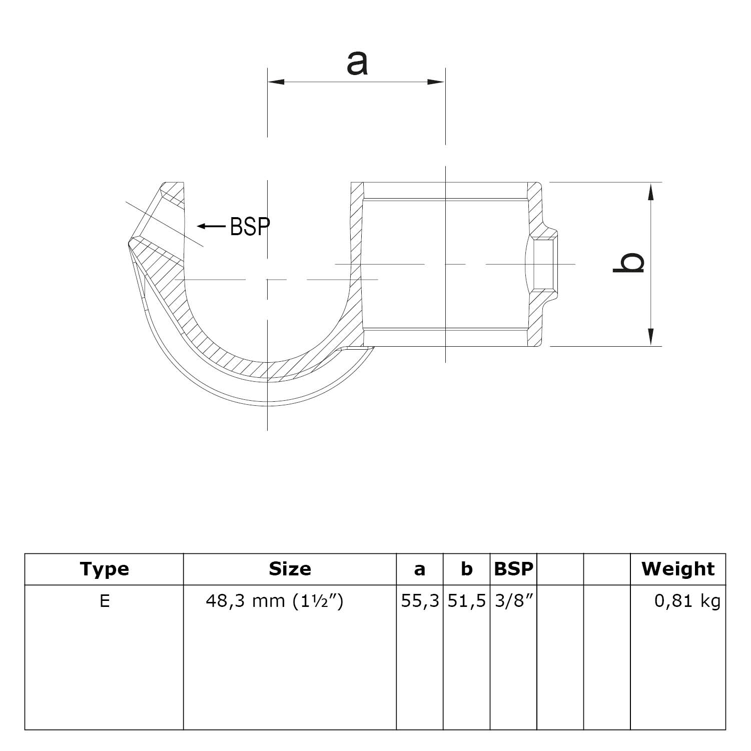 Offenes Kreuzstück mit Einsatz 48,3 mm (1½”)
