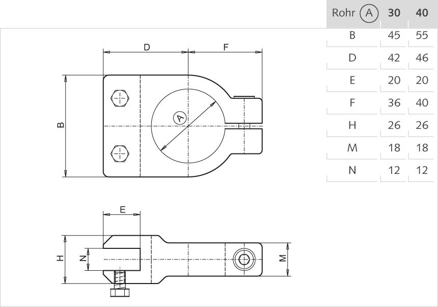 Plattenhalter Aluminium 40mm