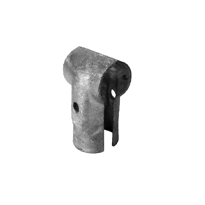 T-Schelle geteilt 90°,  feuerverzinkt, Schraube 1x M10x70 , Mischgrösse, 2" x 1 1/4" (60,3 mm x 42,4 mm)